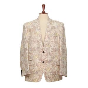 Mens Blazer Floral Pink Beige Flowers Dress Formal Jacket Wedding Sport Coat 46R